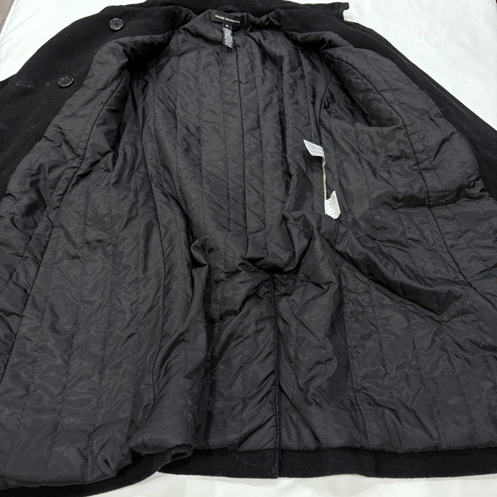 Club Monaco Women Peacoat XS Black Wool Blend Double Breasted Minimalist Chic - Picture 4 of 11